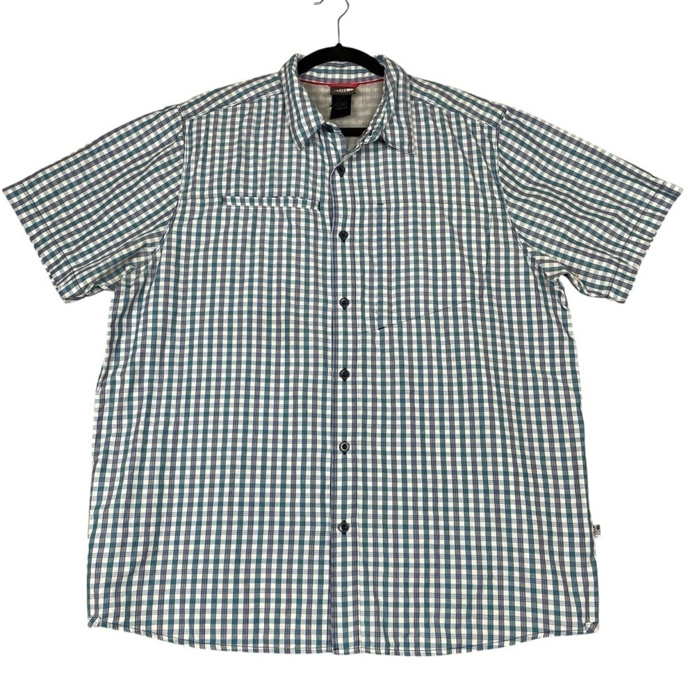 The North Face Men's Blue Orange Green Plaid Button Up Short Sleeve Shirt  Sz XL